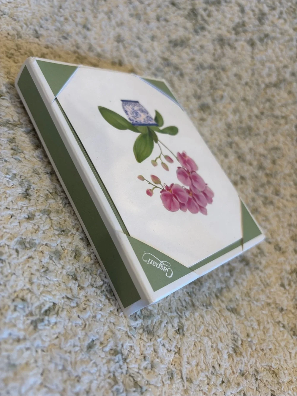 Caspari Pink Tropical Orchid in Blue Porcelain Pot Note Cards Set of 10 NWT